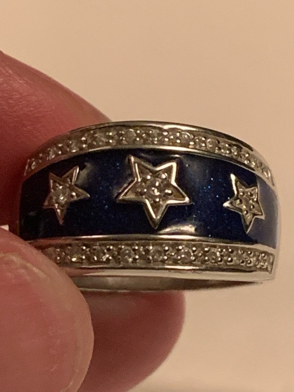 Blue Star Enamel Ring with Sparkle Accents - Picture 8 of 8